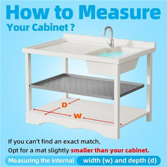 Waterproof Under Sink Mat 34x22 Kitchen Bathroom Cabinet Liner Silicone Tray - Picture 6 of 8